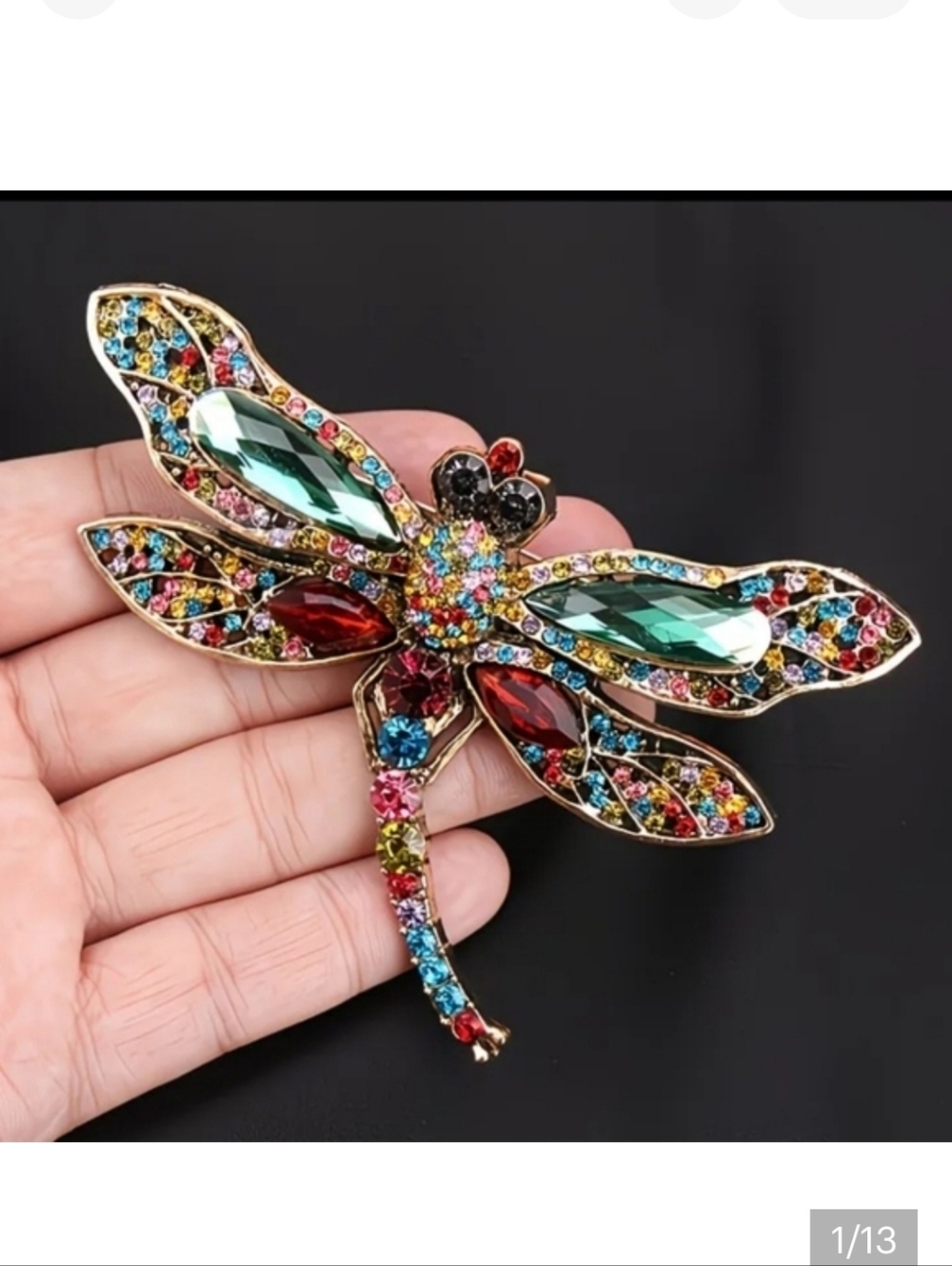 🆕️❤️ MULTI COLOUR RHINESTONE CRYSTAL DRAGONFLY BROOCH PIN ❤️
